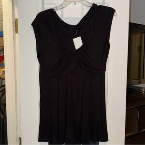 Soprano Black Cap Sleeve Top, Black, 1X